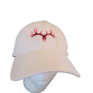 39 Men's White Cotton Flex Fit Antler Embroidered Baseball Cap